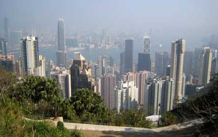 Hong Kongs Skiline vom "Viktoria Peak" aus